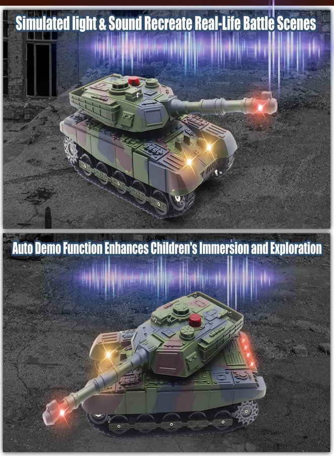 Hitish RC Tank That Infrared Shoots - 2.4Ghz Remote Control Battle Army Tank Toys with 360°Rotating Turret Auto Demo Sound Effects Lights - Military Vehicles Model Gift for Kids Adults Boys Age 6-8 9-12 - Image 3